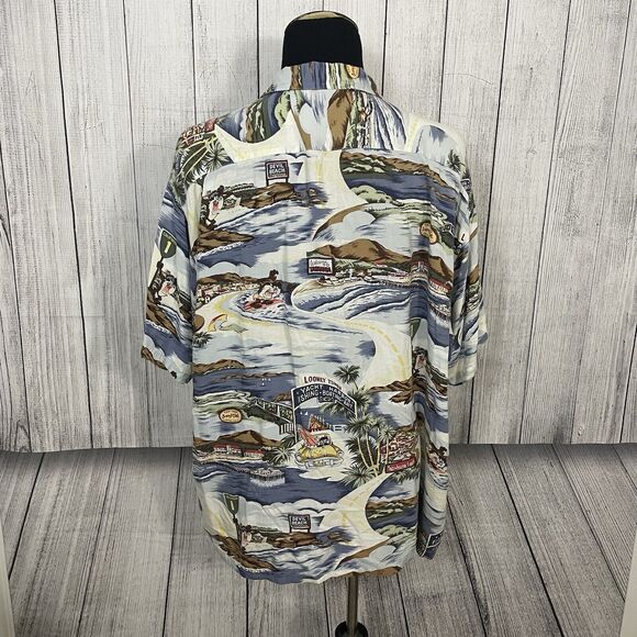 VTG Warner Bros Men's XXL Taz Devil Beach California Hawaiian Button-Up Shirt - Picture 7 of 9